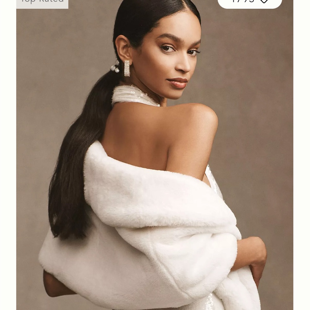BHLDN White Faux Fur Wrap